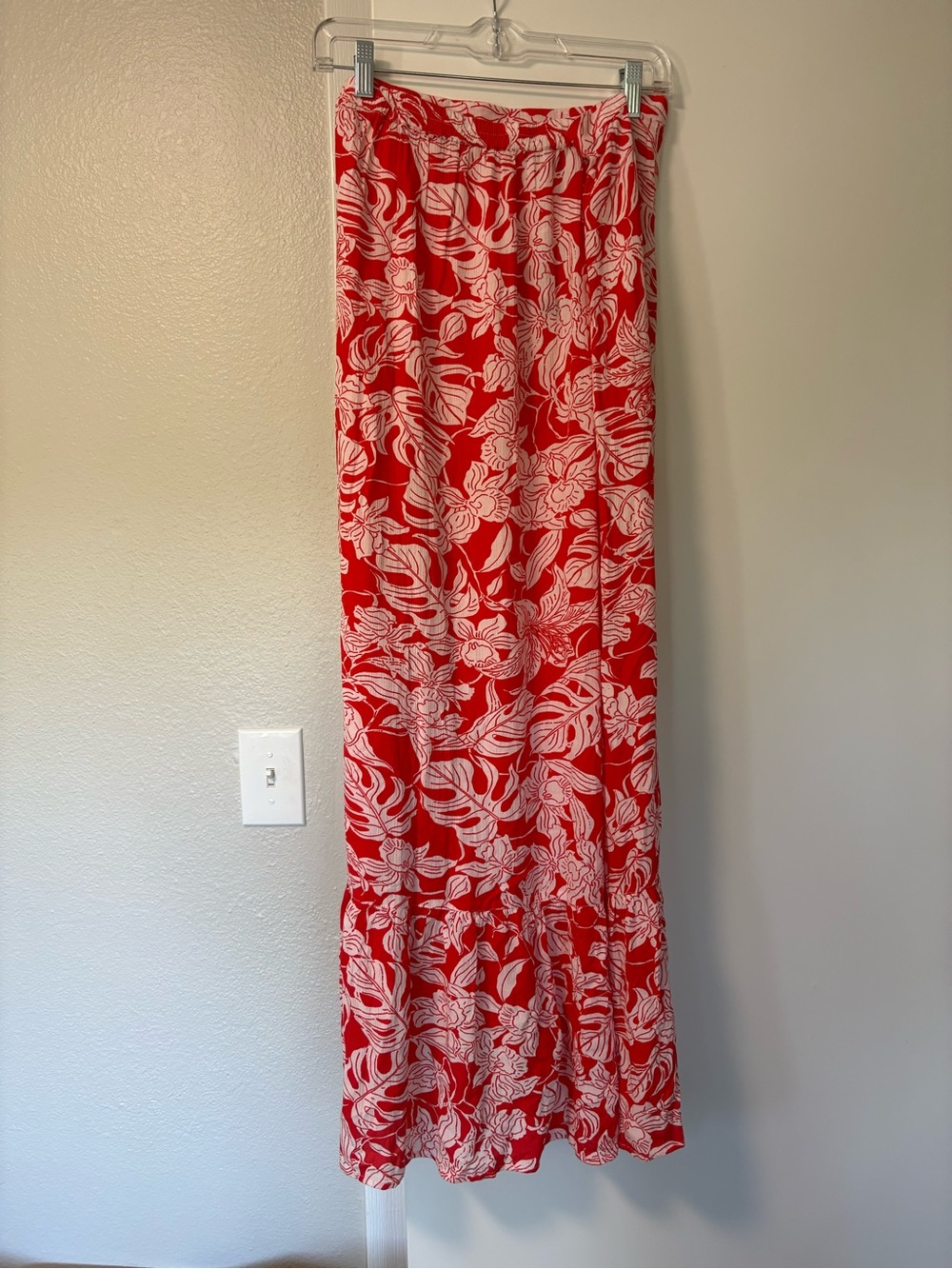 Red Floral Print Maxi Skirt